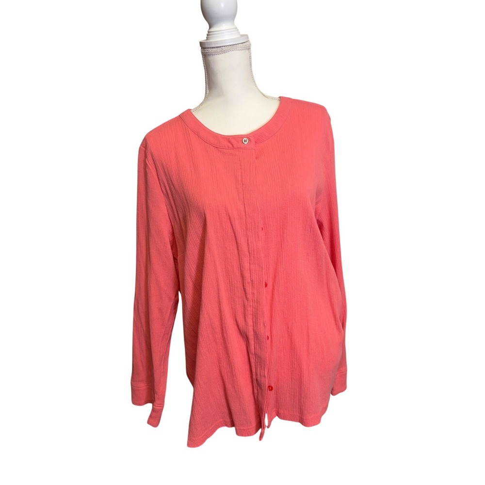 d & co. Women's Coral Button Down Long Sleeve Shirt Size XL
